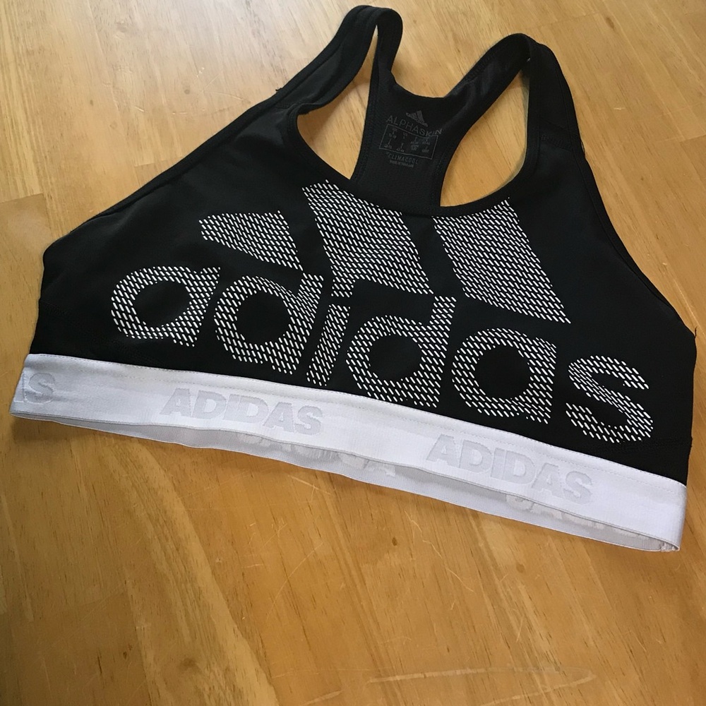 Adidas Alphaskin Black and White Bra